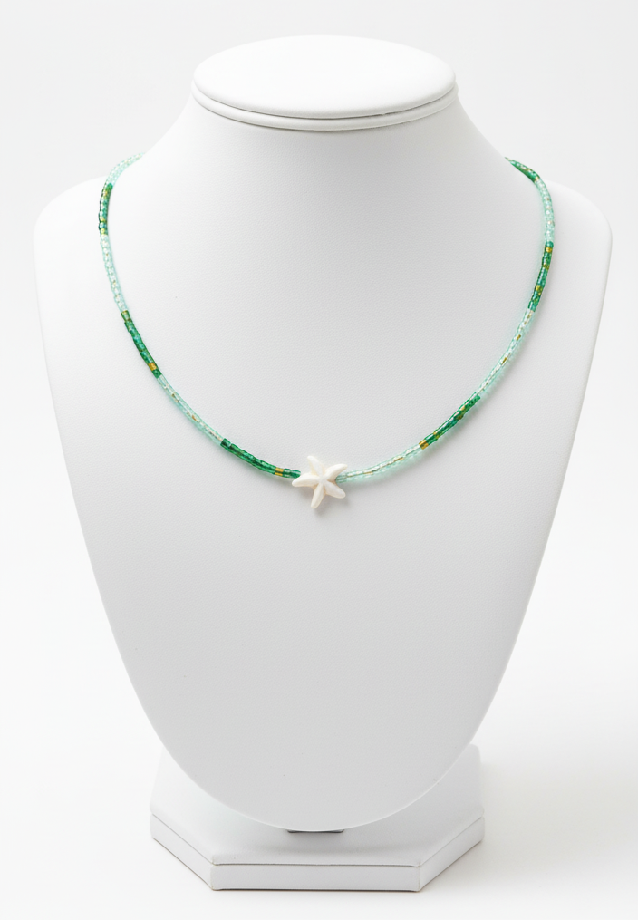 Blue green starfish necklace