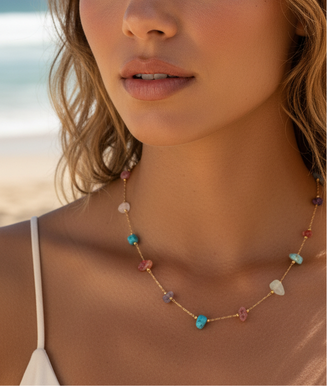 Multi crystal color necklace