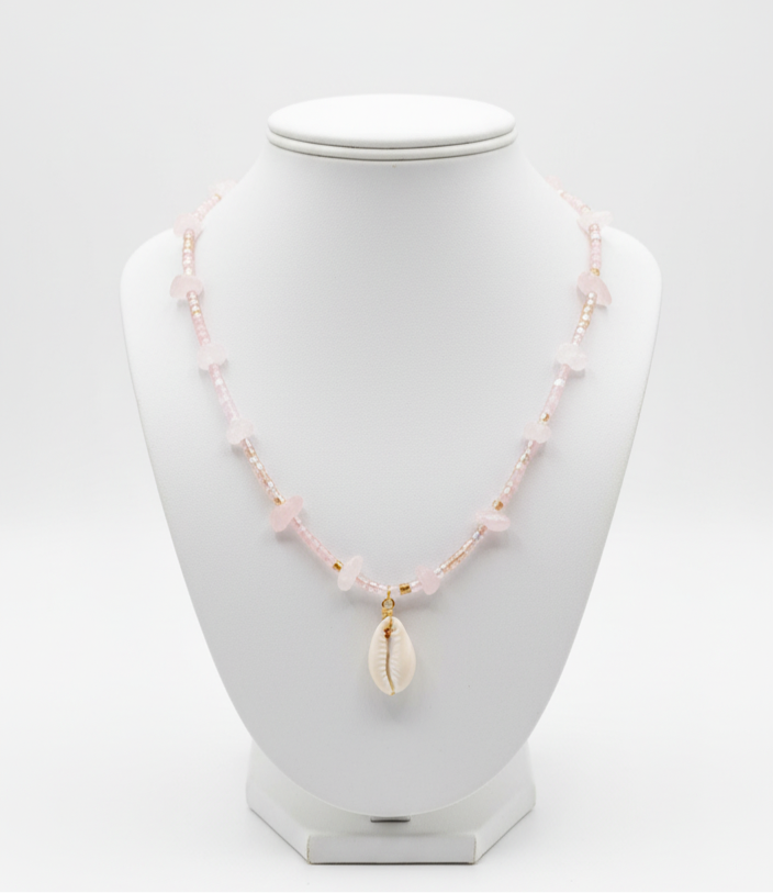 Pink Corwie shell necklace