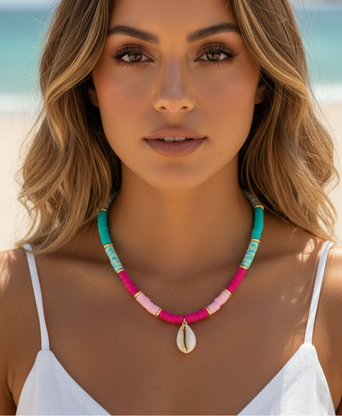 Multi color Corwie shell necklace