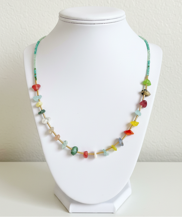 Colorful crystal bead necklace