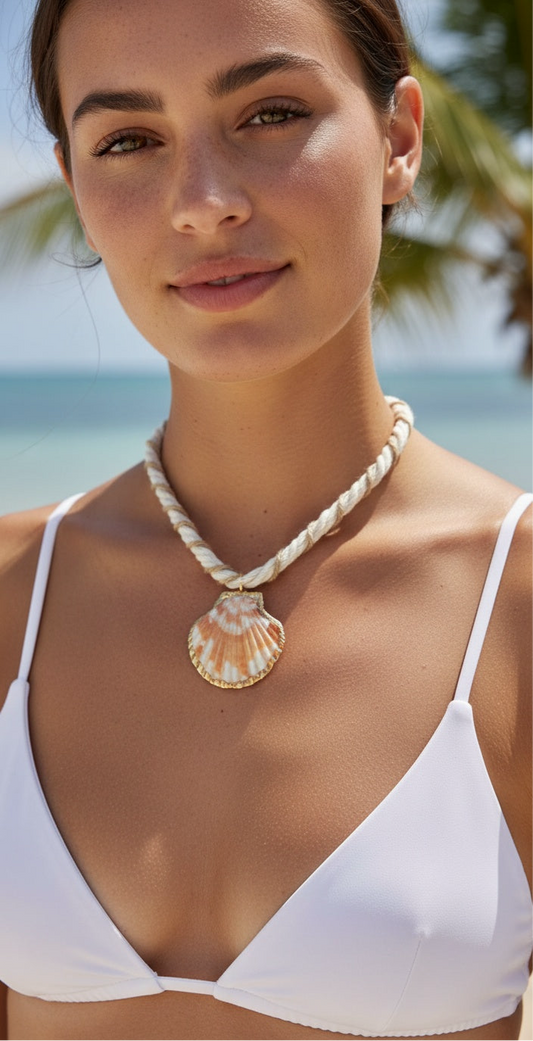 Rope gold shell necklace