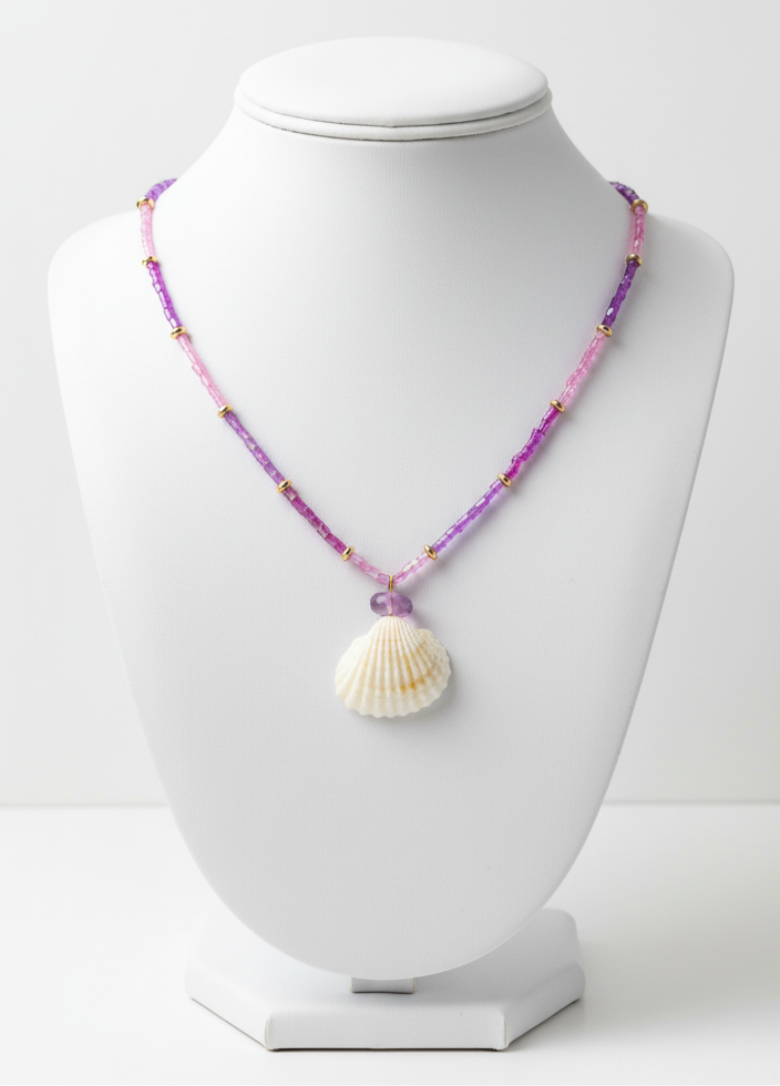 Pink and purple shell necklace